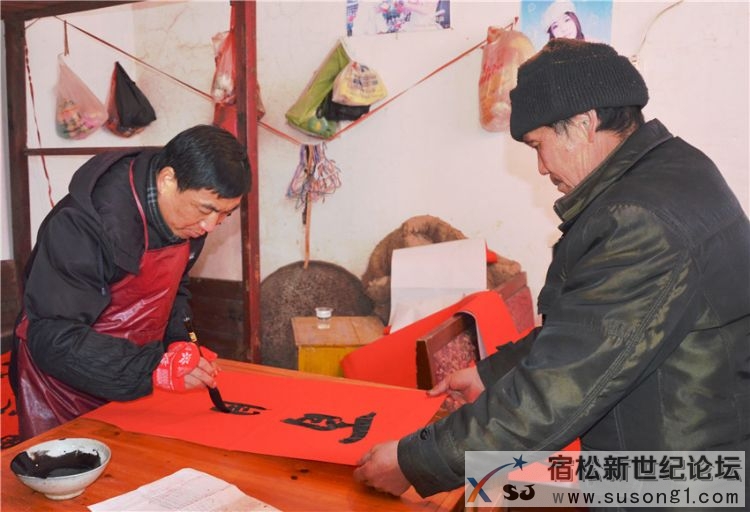 九姑乡举办书法家进美好乡村送春联活动，宿松新世纪论坛上传1.jpg