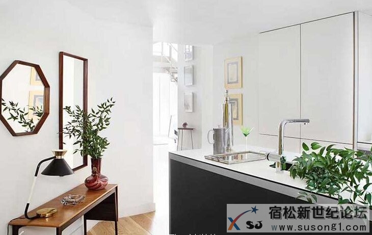 这套小复式选择西式现代风格，但在门厅和卧室里挹注些许来自东方的灵感。一楼，开...