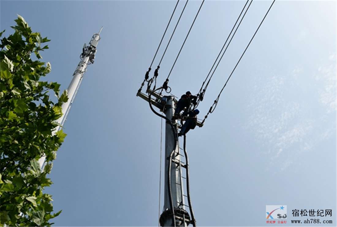 安徽省安庆市宿松县供电公司施工队员程冬华和同事们在位于宿松县体育馆旁边的110千伏.jpg